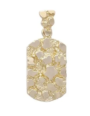 $368.49 • Buy 14k Yellow Gold Solid Dog Tag Nugget Charm Pendant 1.35  6.4 Grams