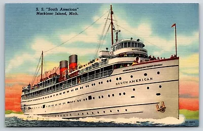 Postcard Steam Ship  Steamer   SS South American  Mackinac Island Michigan • $4