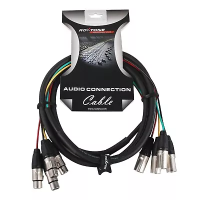 Roxtone 4-Channel XLR Male To XLR Female Balanced Audio Snake Cable (10 Ft) • $28.99