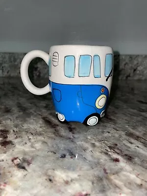 $9.99 • Buy VW Volkswagen Bus Style Blue Peace Bus Coffee Mug Tea Cup Hippie Love Peace EUC