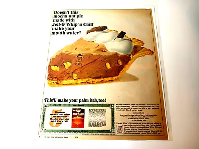 1965 Mocha Nut Pie Recipe Vintage Print Ad Jell-O Whip N' Chill Delicious Mix • $8.40