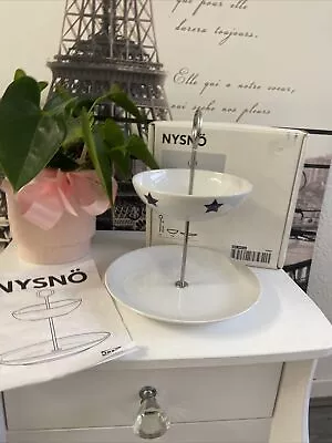 IKEA Nysno 2 Tier Blue Star Serving Buffet Dessert Tray Discontinued B94 • £20