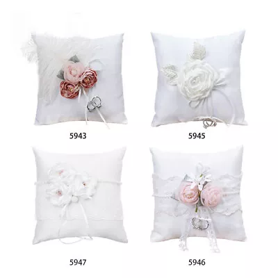 🔥Pearls Lace Ring Pillow Wedding Ornaments Cushion Romantic Bearer Decor • $18.31