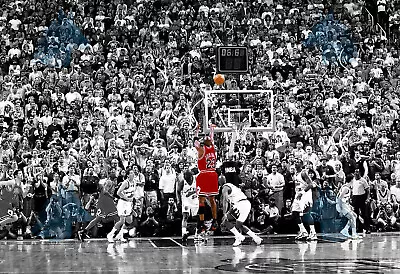 Michael Jordan The Last Shot Black And White And Red Poster Size Reprint • $14.98