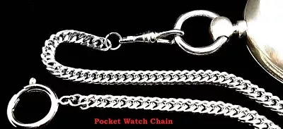 Pocket Watch Stainless Steel Strong Chain With Spring Ring Clasp And Swivel Hook • $16.80