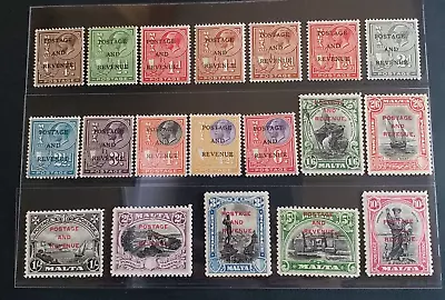 MALTA 1928 1/4d To 10s SG 174 - 192 Sc 148 - 166 Postage And Revenue Set 19 MLH • $108