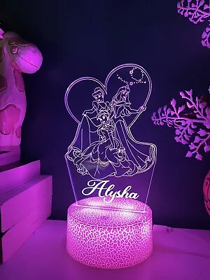 Personalised Disney Princess Table Dessk Lamp Acrylic Night Light Birthday Gift • $41.50