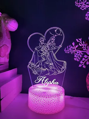 Personalised Disney Princess Table Dessk Lamp Acrylic Night Light Birthday Gift • $41.50