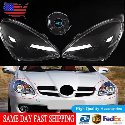 Left&Right Side Headlight Lens Cover For 2005-2011 Mercedes-Benz SLK Class R171 • $223.16