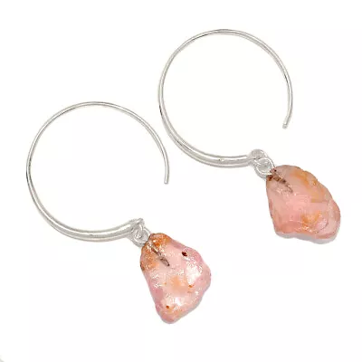 Natural Morganite Rough 925 Sterling Silver Earrings UY16 CE27997 • $15.99