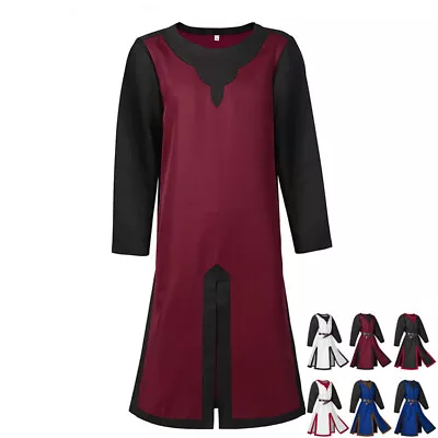 Medieval Shirt Viking Men Tunic Contrast Trim Tops Knight Warrior Costume Shirt • $26.99