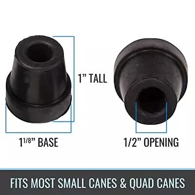  Durable Replacement Quad Cane Tips Extra Stability No-Slip Grip 1/2 Inch  • $6.89