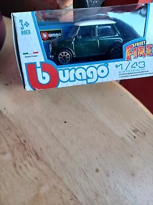 BURAGO  - MINI COOPER S (Green + White) - 'Street Fire' Model Scale 1:43) • £6.50