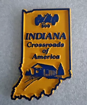 Vtg  INDIANA  State Map Rubber Fridge  Magnetic Collectables  Made In USA • $4.99