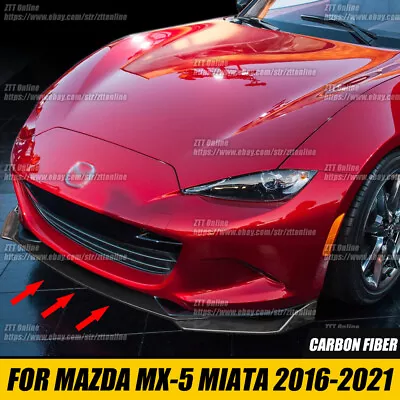 Carbon Fiber-style Front Bumper Lip Spoiller Fits Mazda Mx-5 Miata 2016-2021 • $55.67