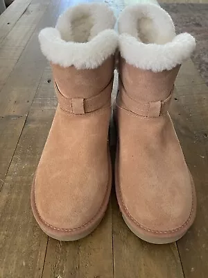 New Koolaburra By Ugg Womens Delene Suede Mini Buckled Bootie In Cork SZ 9 • £48.26