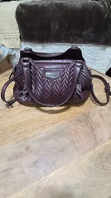 Simply Vera Wang Satchel Bag Handbag Purse Ruched Burgundy Purple Faux Leather • $22
