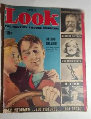 Look Magazine April 1937 Marlene Dietrich Jean Harlow Teddy Roosevelt • $16.50