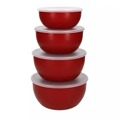 KitchenAid Prep Bowls With Lids 4 Pieces Empire Red Sleeved • £22.49