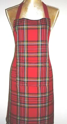 APRON ATTRACTIVE RED SCOTTISH TARTAN. FRONT POCKET.'Made In Scotland' GIFT IDEA • £11.99