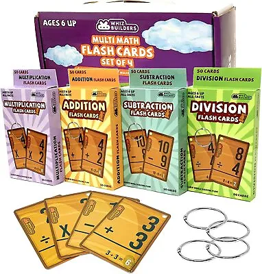 Math Flash Cards Set Of 4 Packs Homeschool Educational Learning Games Supplies • $21.97