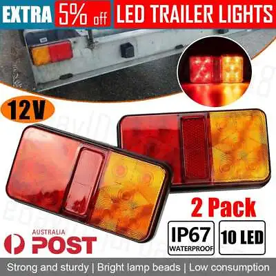 $10.55 • Buy 2X 10 LED Waterproof 12V Rear Stop Brake Turn Tail Lights Truck Trailer Caravan