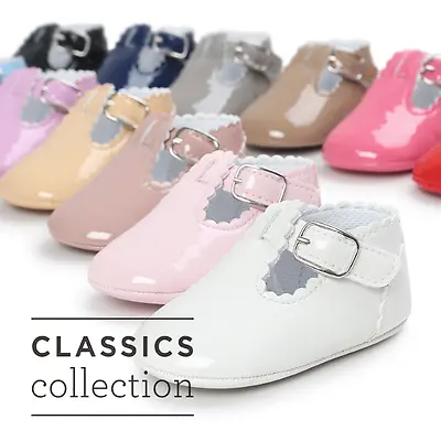 £4.89 • Buy Newborn Infant Baby Girl Spanish Style Patent Pram Shoes Mary Jane Shoes 0-18 M