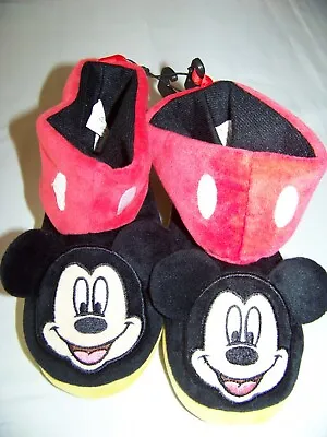 Disney Mickey Mouse Boys Slippers Szs. 7/8 9/10 11/12 Black/Red Color • $12.98