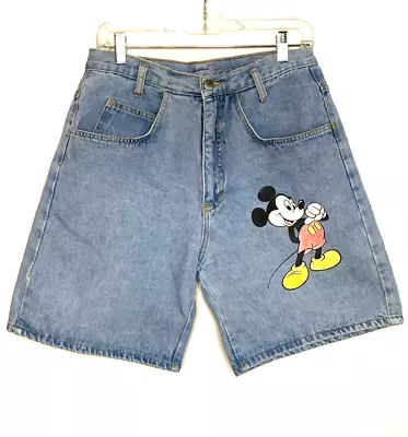 Vintage Disney Mickey Mouse Womens Demin Blue Jean Shorts By Jerry Leigh Large • $24.95