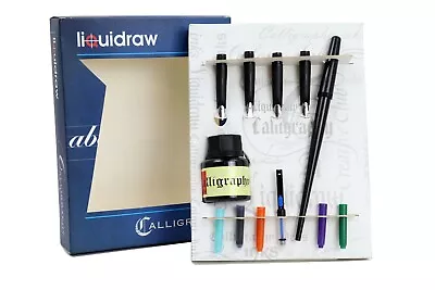 Calligraphy Pen Set Calligraphy Ink Fountain Pens Set 5 Nibs 5 Ink Cartridges • £12.99