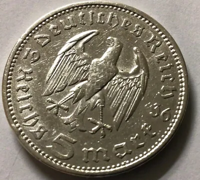 1936 A Germany 5 Mark KM-94 Silver • $17