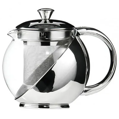 Modern Stylish Stainless Steel & Glass Teapot & LOOSE TEA LEAF INFUSER TEA POT • $9.16
