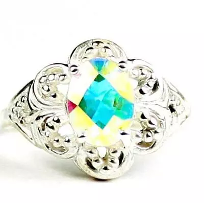 925 Sterling Silver Ladies Filigree Ring Mercury Mist Topaz SR125 • $50.38