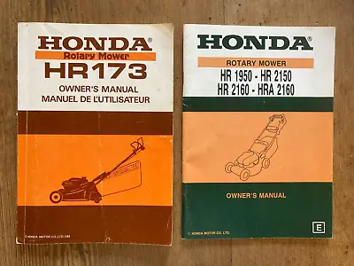 HONDA Rotary Mower Owner Manual HR 173 HR 1950 - HR 2150 HR 2160 - HRA 2160 • £12.50
