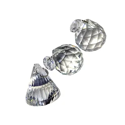 3 Vintage 1  Glass Crystal Spheres And Diamond • $4.99