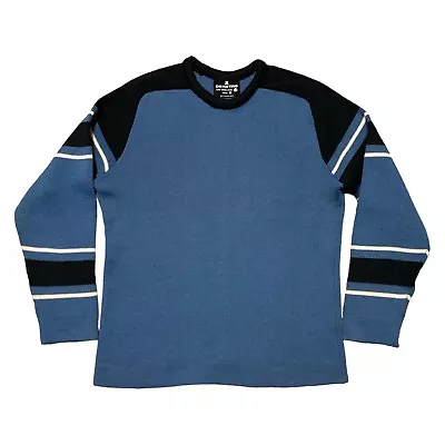 Vintage Demetre Ski Outdoor Blue Wool Crewneck Sweater Men's Medium Striped • $34.89