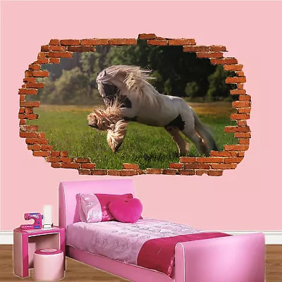 £15.99 • Buy Meadow Runing Shire Horse Wall Stickers 3d Art Mural Poster Decal Room Decor Vz2