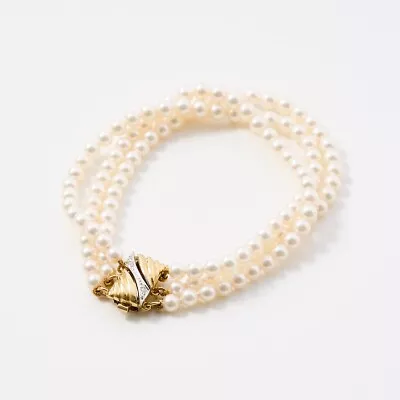 MIKIMOTO Bracelet Akoya Pearl 4.0mm Approx 17cm 18K Yellow Gold  From Japan • $3760.22