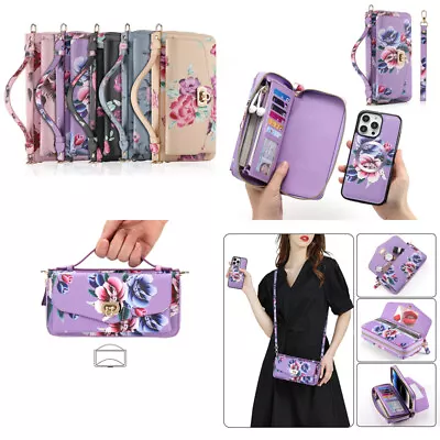 $43.89 • Buy For IPhone 14 13 Pro Max 6S 7 8+ Detachable Zipper Leather Purse Card Case Cover