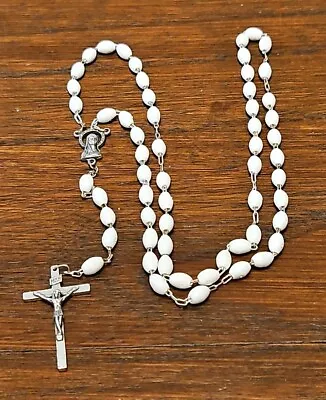 Italy White Rosary Beads Vintage Dainty Christianity Catholic • $13.95