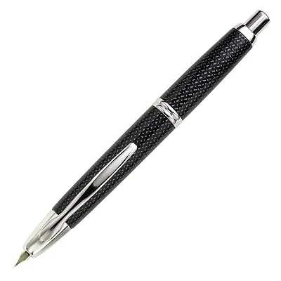 Pilot Vanishing Point Fountain Pen In Black Carbonesque & Rhodium - 18K Broad • $168