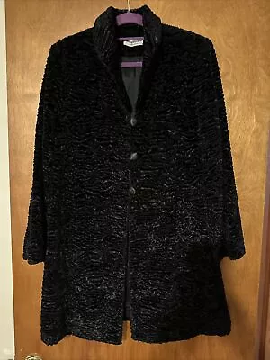 Valerie Stevens Evening Coat Women’s Small Faux Persian Lamb Vintage Black Lined • $30