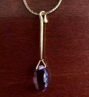 $995 • Buy Georg Jensen 18K Gold Pendant With Amethyst- Dew Drop (chain Only For Display)