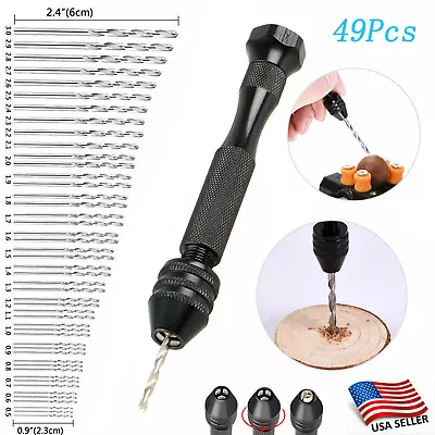 49Pcs Precision Pin Vise Hobby Micro Hand Twist Drill Bits Mini Rotary Tools • $8.75