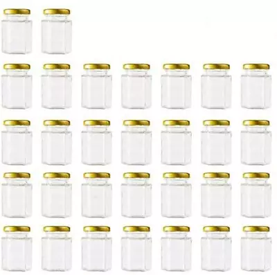 30 Pack 4 Oz Clear Hexagon Spice Jars Small Glass Jars With Lids(Golden) Mason • $29.72