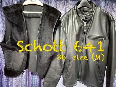 $295 • Buy Schott NYC 641 Black Leather Jacket Size 36 Cafe Racer Style Motorcycle Auth