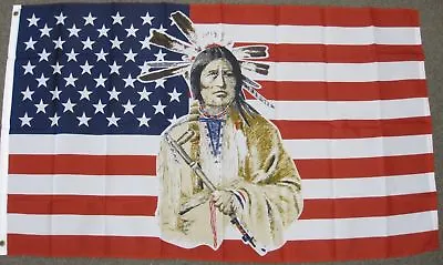 $8.88 • Buy 3X5 USA Flag American Flag Indian Native American 3'x5' Banner FAST USA SHIPPING