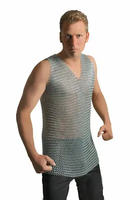 Aluminium Chain Mail Shirt Medieval Aluminum Sleeveless Chainmail Haubergeon • £72.98