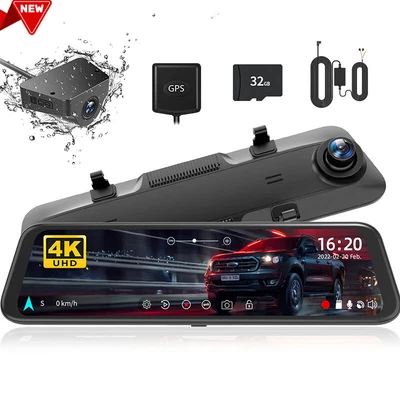 $215.99 • Buy WOLFBOX G850 12'' Mirror Cam Parking Monitoring Dual Dash Cameras Dash Cam 4K