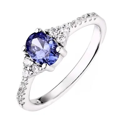 925 Sterling Silver 1.50ct Tanzanite Cz Oval Engagement Ring Size J To S • £15.95